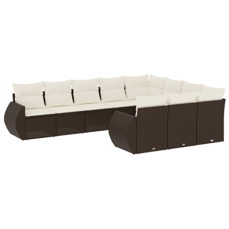 Set canapele de grădină cu perne, 10 piese, maro, poliratan - 1 | YEO