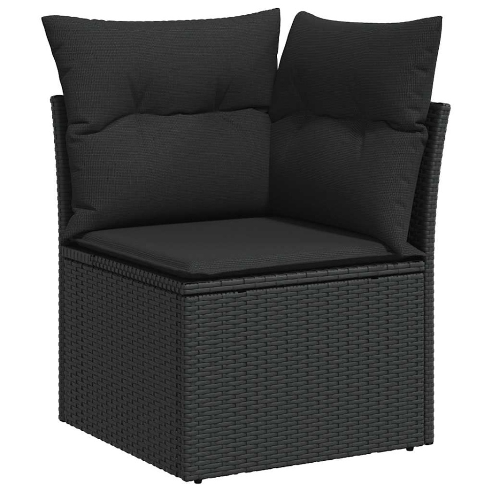 Set canapele de grădină cu perne, 7 piese, negru, poliratan - 3 | YEO