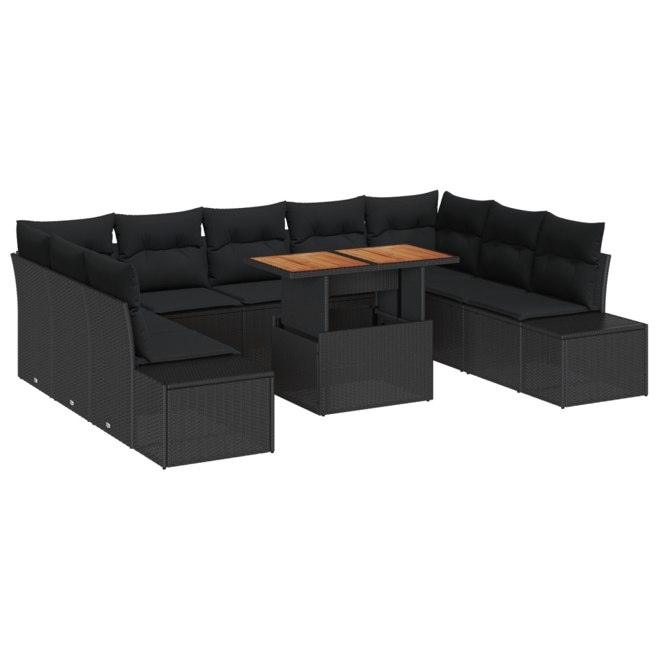 Set canapele grădină 10 piese Negru Ratan, Aluminiu - 1 | YEO