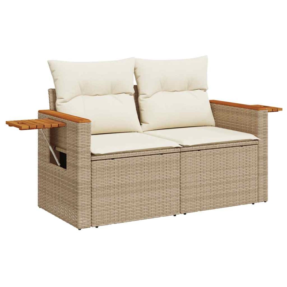Set canapele grădină cu perne 7 piese bej poliratan/lemn acacia - 3 | YEO