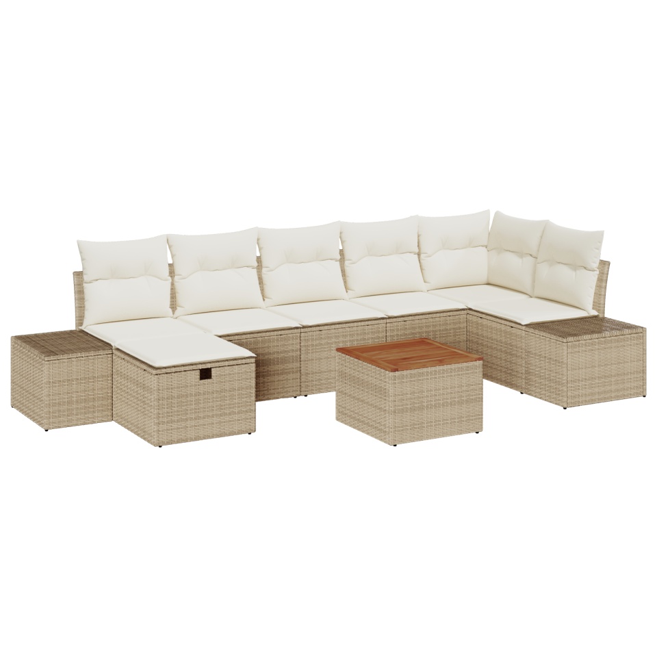 Set de 8 piese pentru Sofa de Grădină cu Perne Bej Poliratan - 1 | YEO