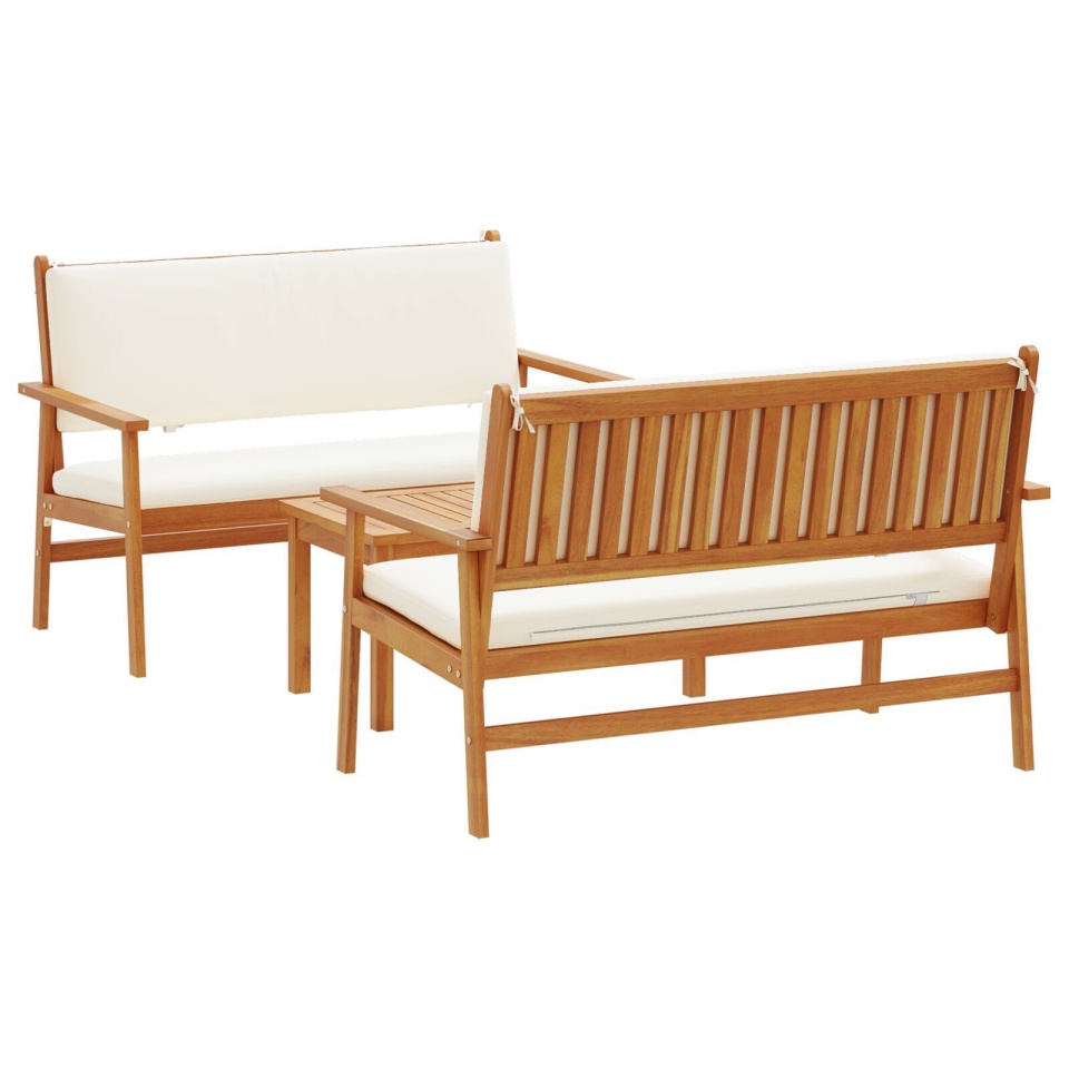 Set de canapea de grădină, 3 piese, cu perne, lemn masiv acacia - 1 | YEO
