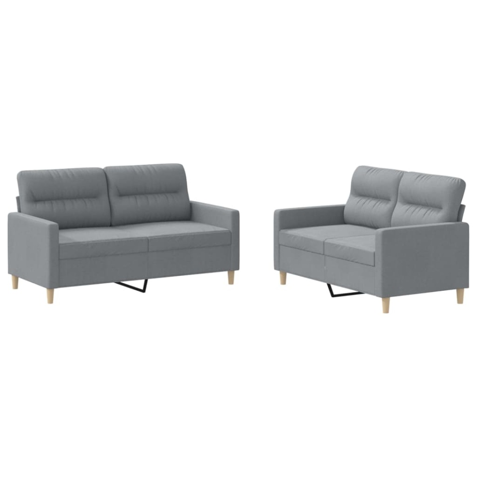 Set de canapele cu perne, 2 piese, gri deschis, textil - 1 | YEO