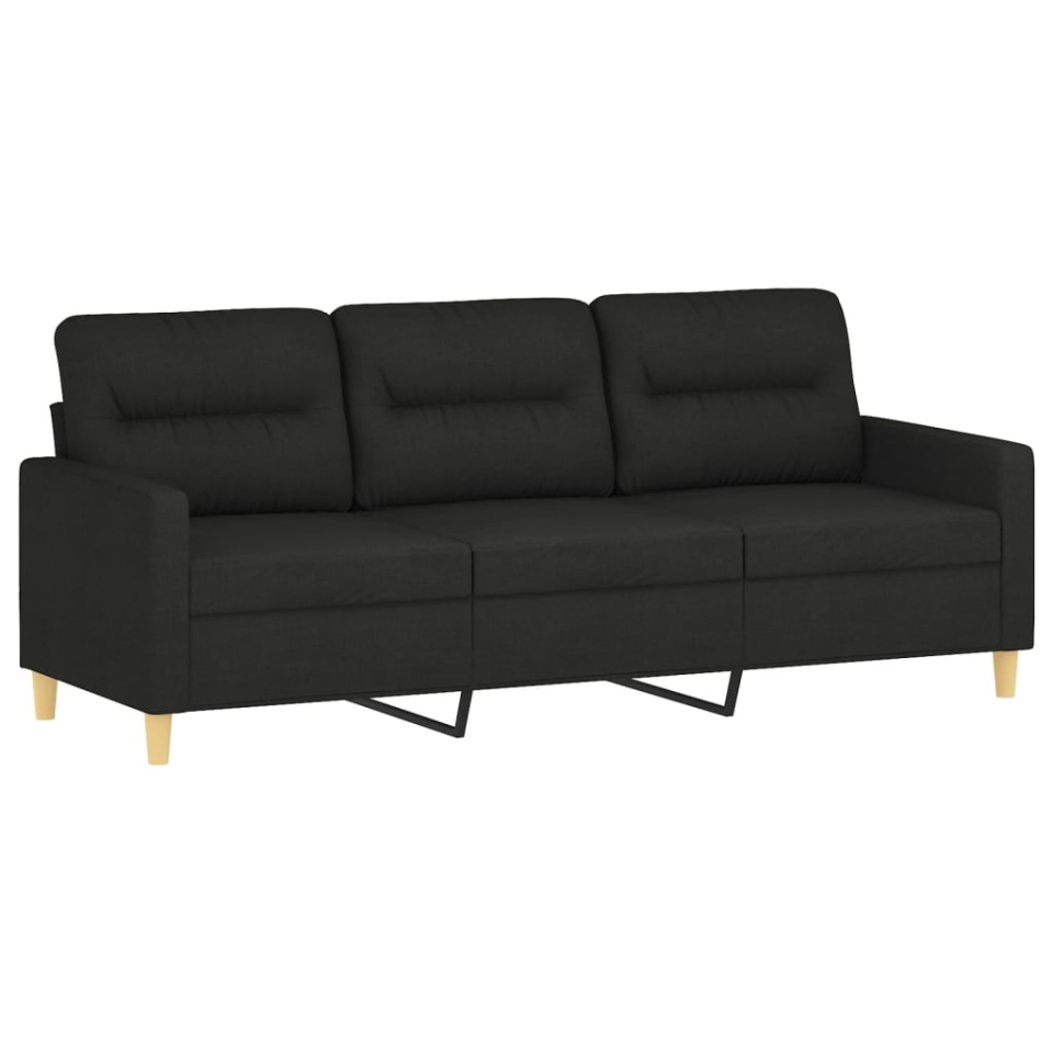 Set de canapele cu perne, 2 piese, negru, textil - 3 | YEO