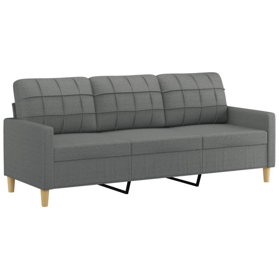 Set de canapele cu perne, 3 piese, gri închis, textil - 3 | YEO