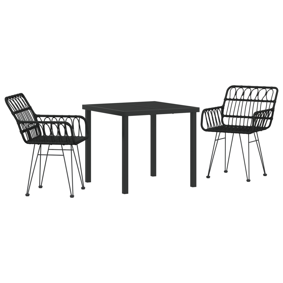 Set de dining de grădină 3 piese Negru Poliratan - 1 | YEO