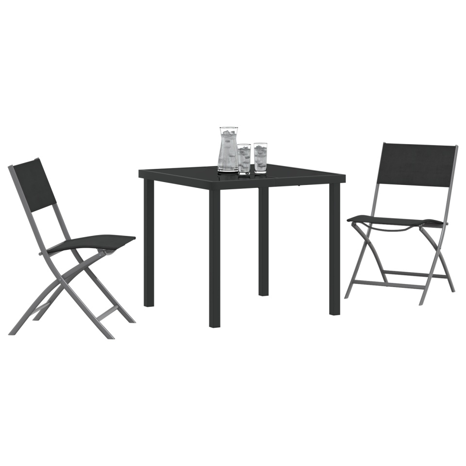 Set de dining de grădină 3 piese Negru Textilenă și Oțel - 2 | YEO