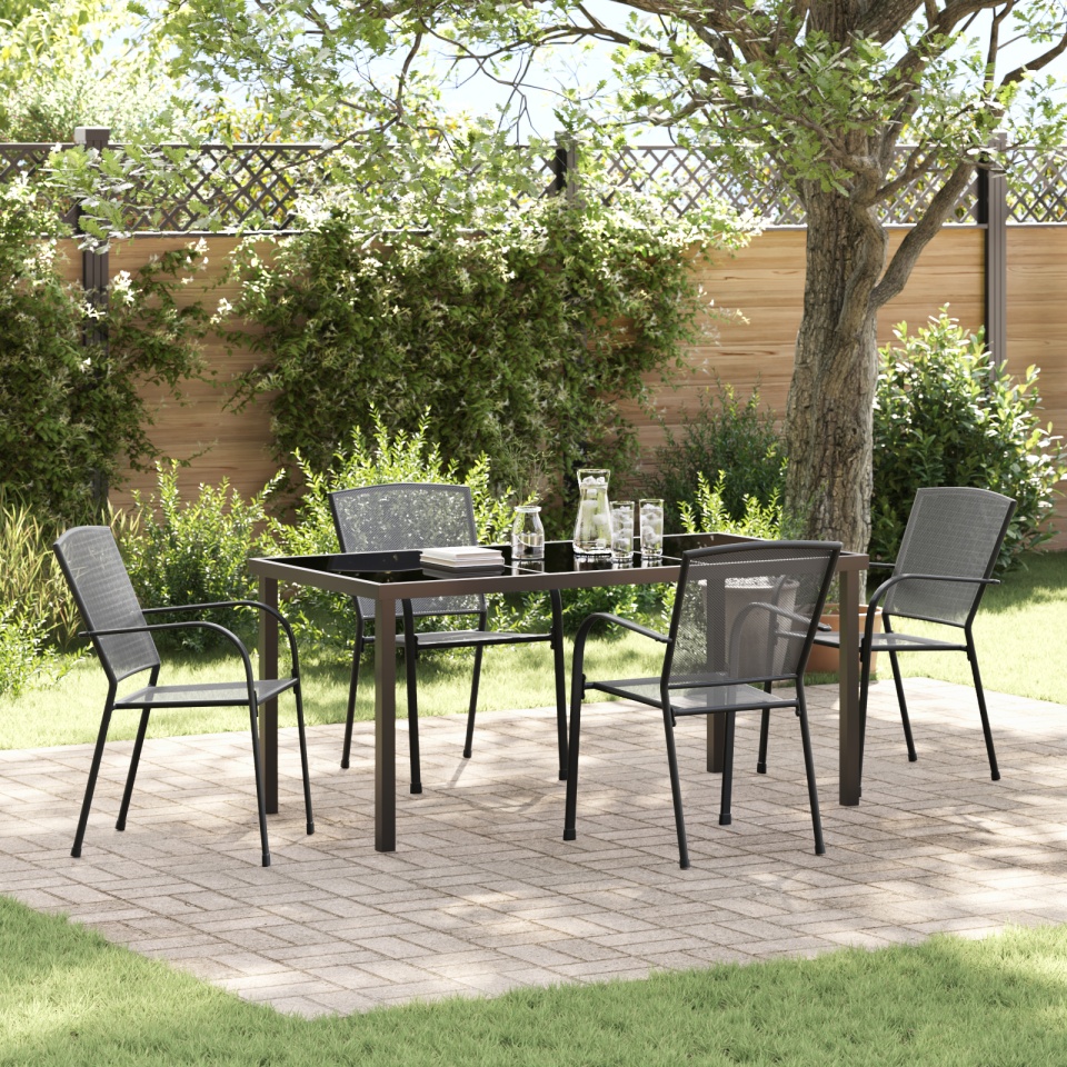 Set de Dining Grădină 5 Piese Oțel Antracit