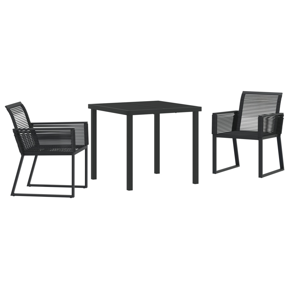 Set de Dining Grădină de 3 Piese Negru Ratan Polimer - 1 | YEO