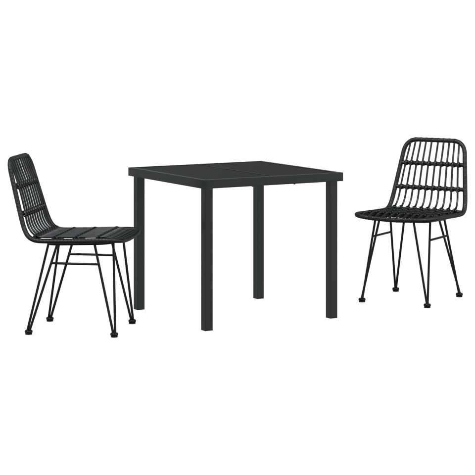 Set de Dining pentru Grădină 3 Piese Negru Poli Rattan - 1 | YEO