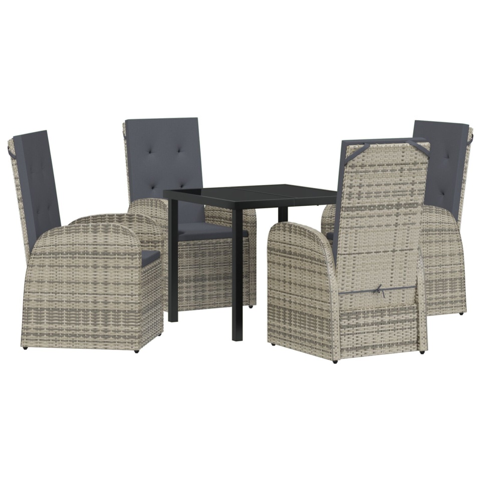 Set de dining pentru grădină 5 piese cu perne gri din poliratan - 1 | YEO