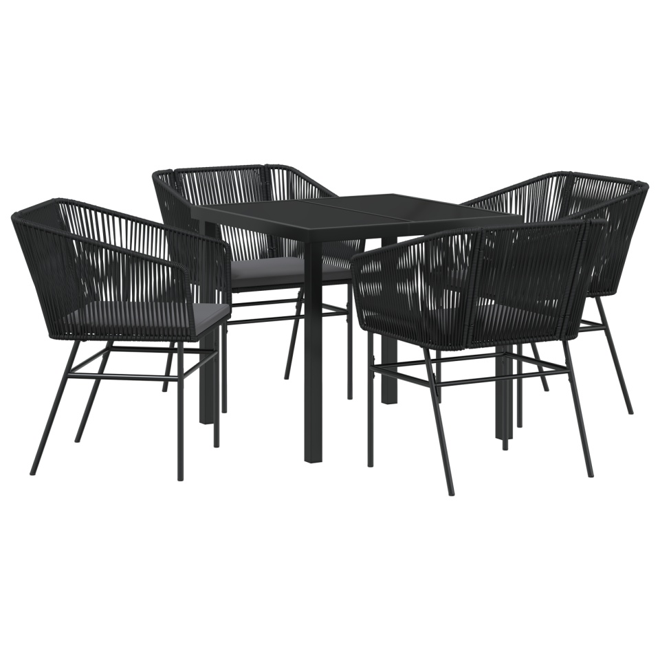 Set de dining pentru grădină , 5 piese, cu perne, ratan poli, negru - 1 | YEO
