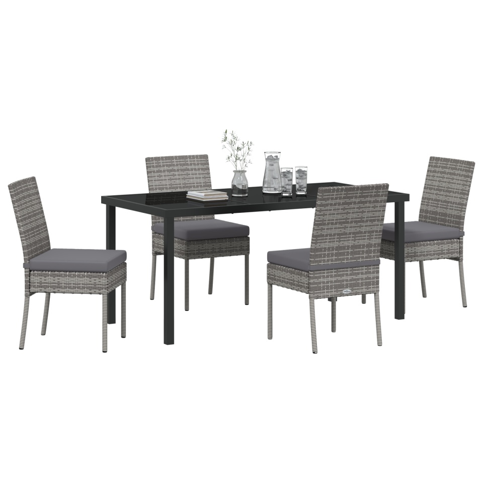 Set de dining pentru grădină 5 piese gri poliratan - 2 | YEO