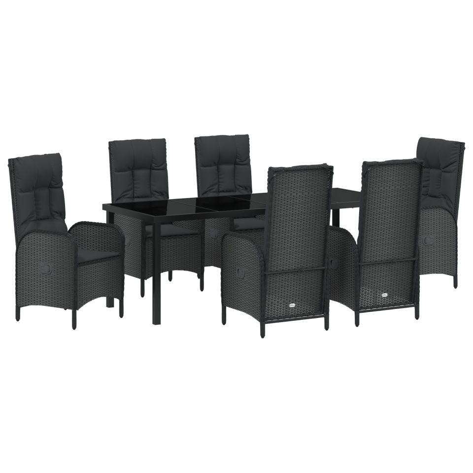 Set de Dining pentru Grădină 7 Piese Negru Ratan Polimeric - 1 | YEO