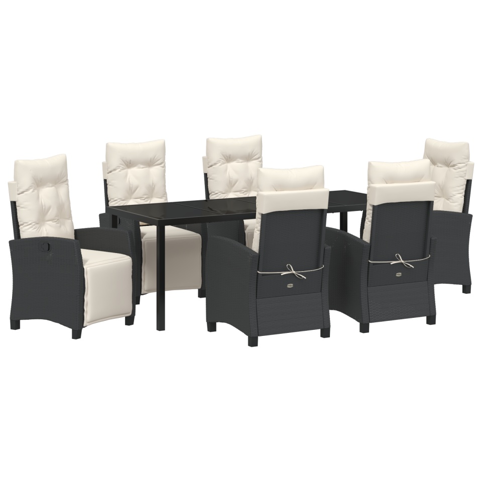 Set de Dining pentru Grădină 7 Piese Negru Ratan Polimer - 1 | YEO