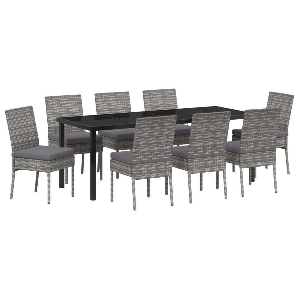 Set de dining pentru grădină 9 piese gri poliratan - 1 | YEO