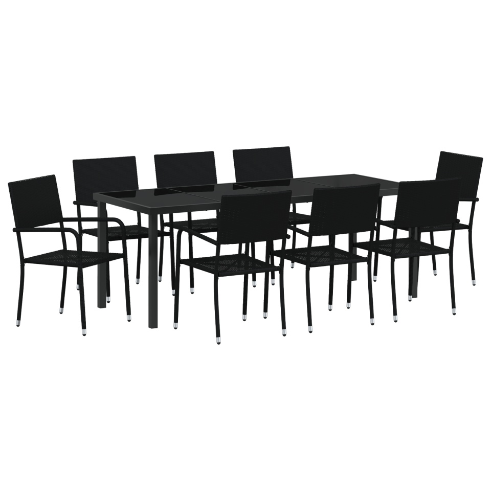 Set de dining pentru grădină 9 piese Negru Rattan Poli - 1 | YEO