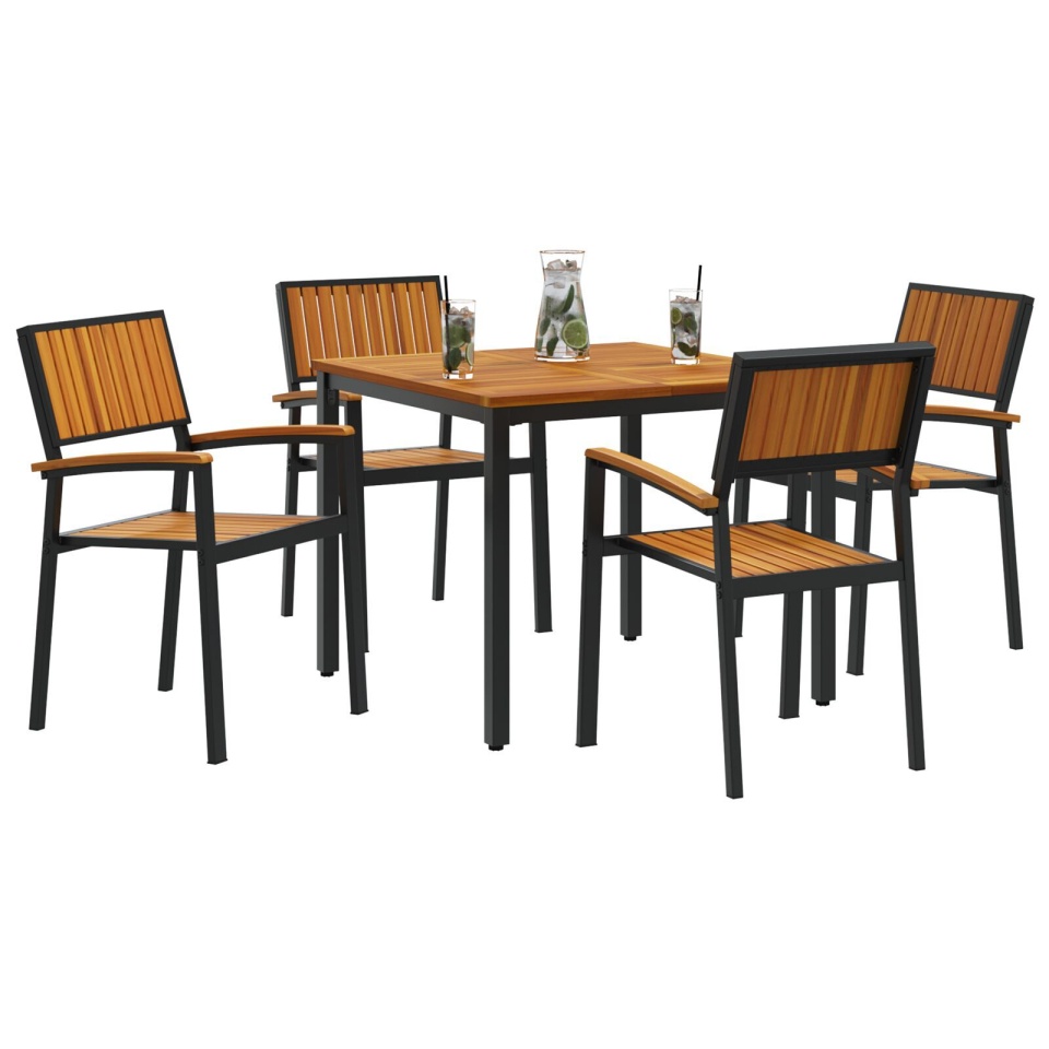 Set de dining pentru grădină cu 5 piese din lemn masiv de acacia și metal - 2 | YEO
