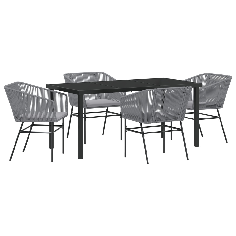 Set de dining pentru grădină cu 5 piese și perne Gri din Poliratan - 1 | YEO