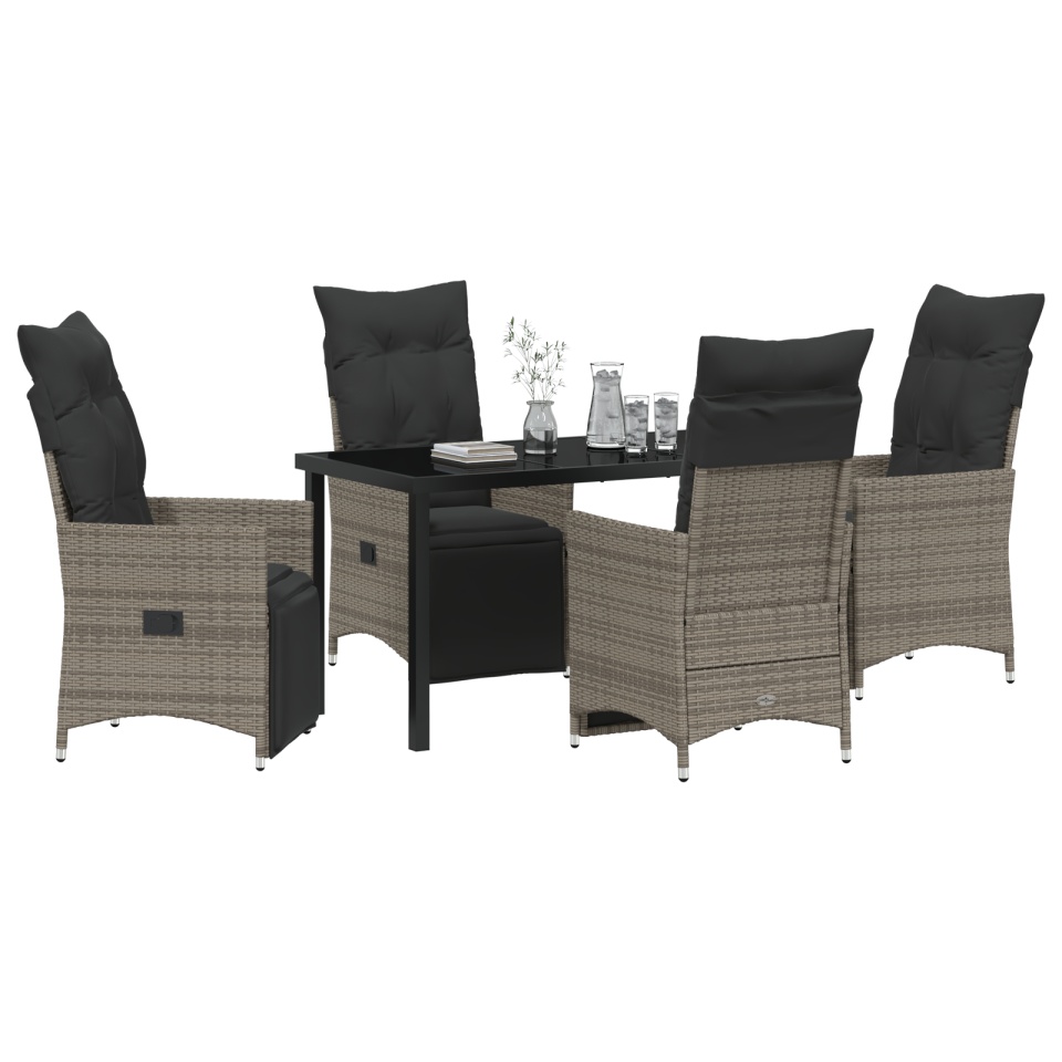 Set de dining pentru grădină cu perne Gri Rattan sintetic - 2 | YEO
