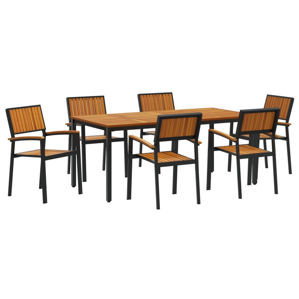 Set de dining pentru grădină de 7 piese din lemn masiv de acacia și metal - 1 | YEO