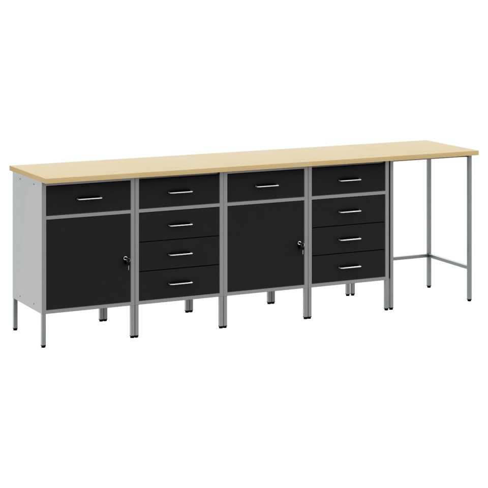 Set de dulap și masă colțară, 5 piese, negru, din lemn laminat - 1 | YEO