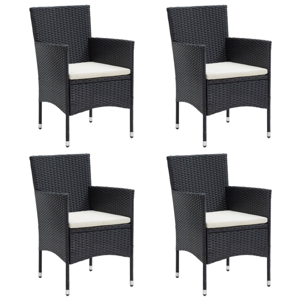 Set de masă pentru grădină, 5 piese, cu perne, negru - 3 | YEO