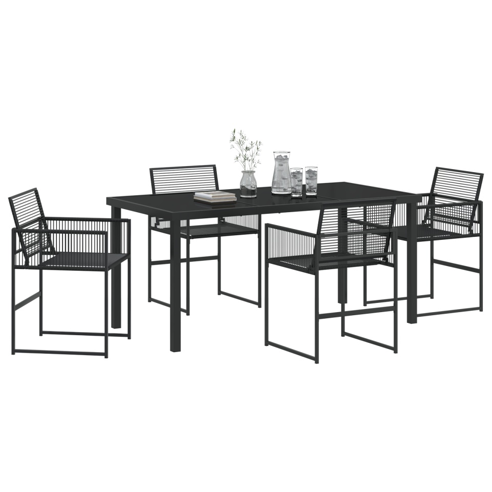 Set de Masă pentru Grădină 5 Piese Negru Rattan PE - 2 | YEO
