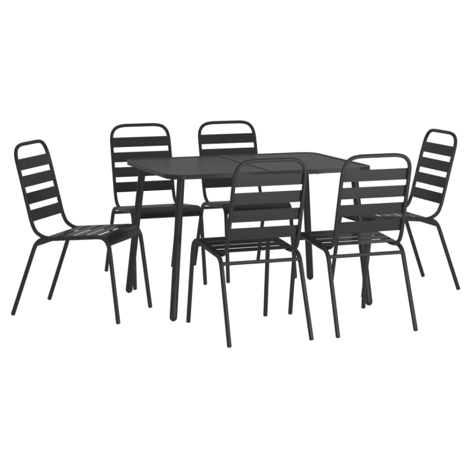 Set de masă pentru grădină, 7 piese, antracit, oțel - 2 | YEO