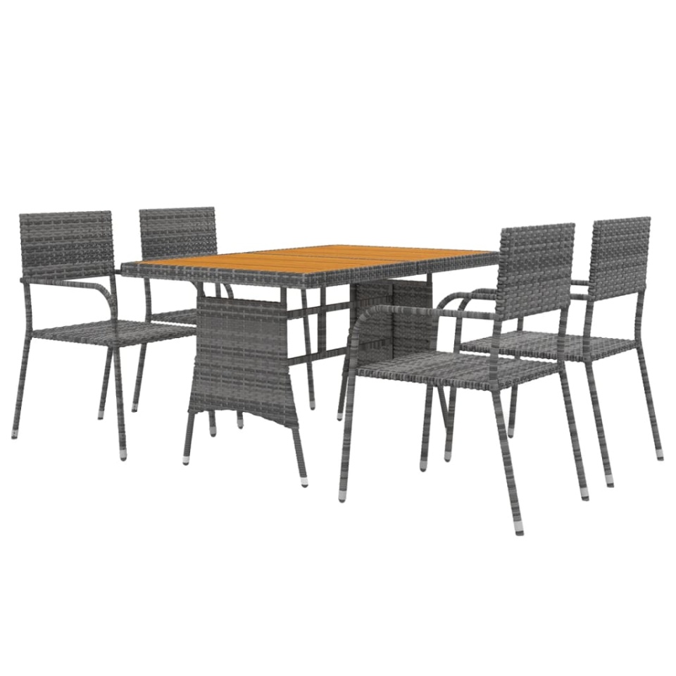 Set de mobilier de exterior, 5 piese, gri, poliratan - 2 | YEO