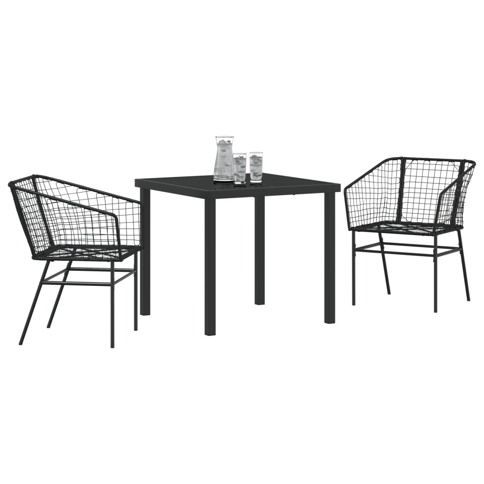 Set de Mobilier de Grădină 3 Piese Negru Poliratan - 2 | YEO