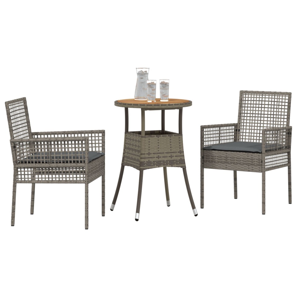 Set de mobilier dining Set de 3 Gri Ratan, Metal - 2 | YEO