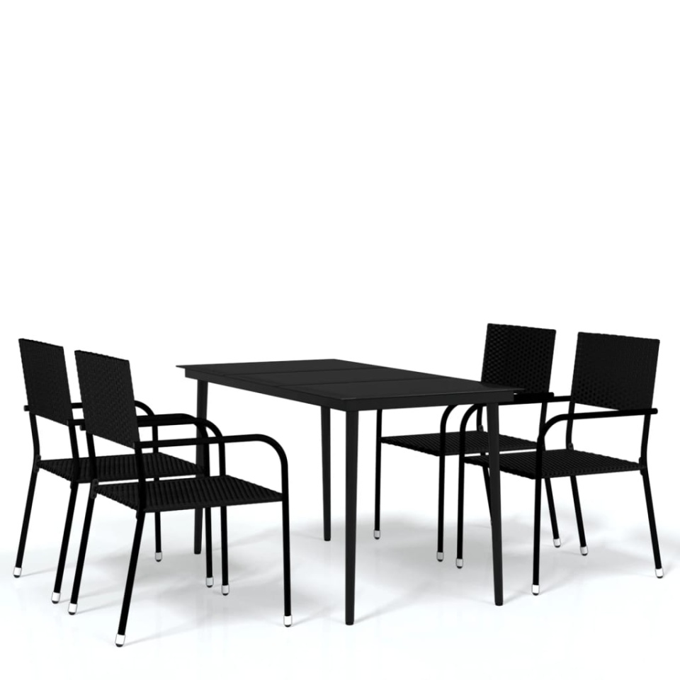 Set de mobilier pentru grădină, 5 piese, negru - 1 | YEO