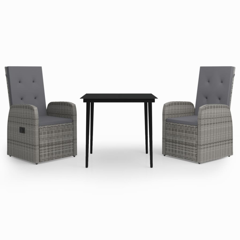 Set de mobilier pentru grădină, cu perne, 3 piese, gri - 1 | YEO