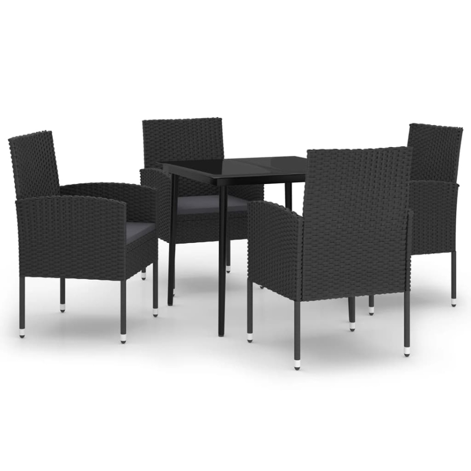 Set de servit masa pentru grădină, 5 piese, negru - 1 | YEO