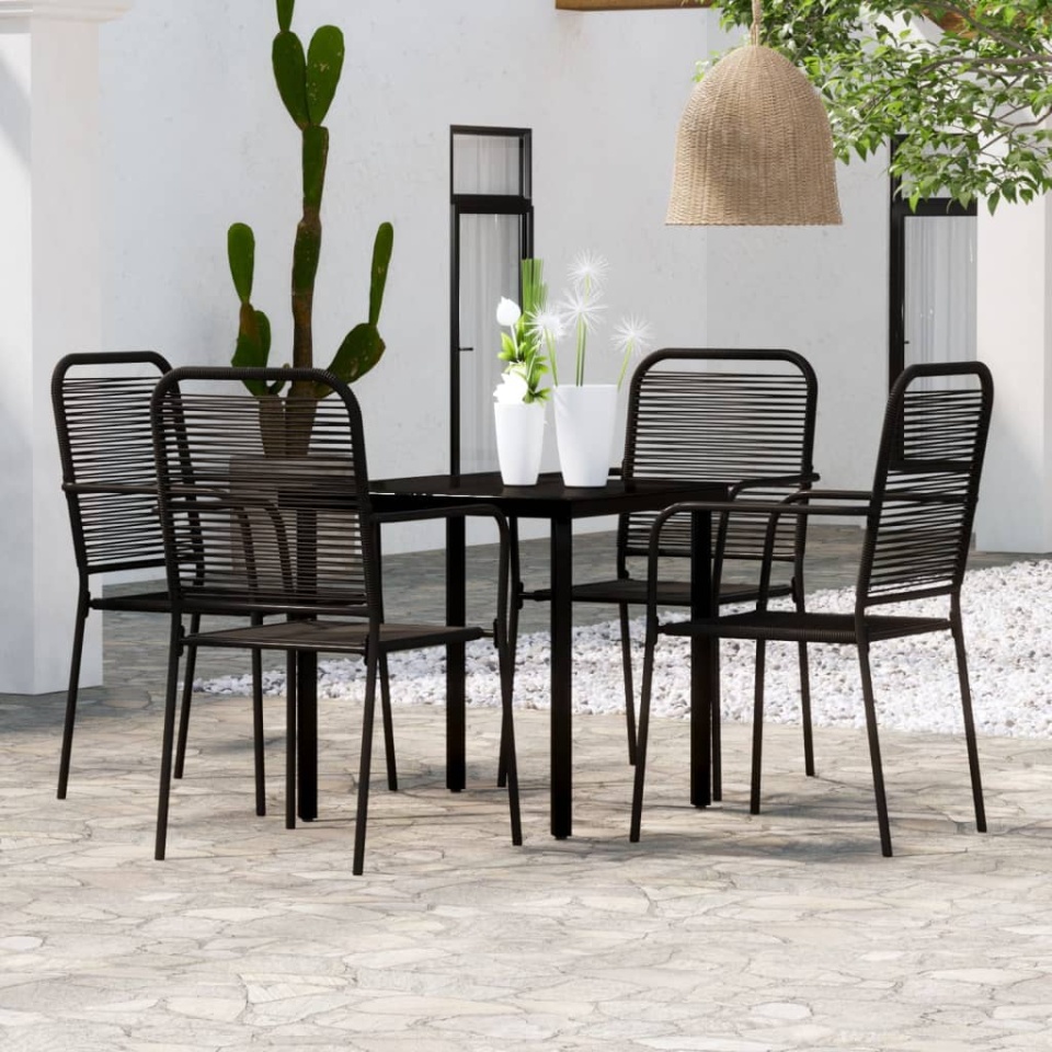 Set de servit masa pentru grădină, 5 piese, negru