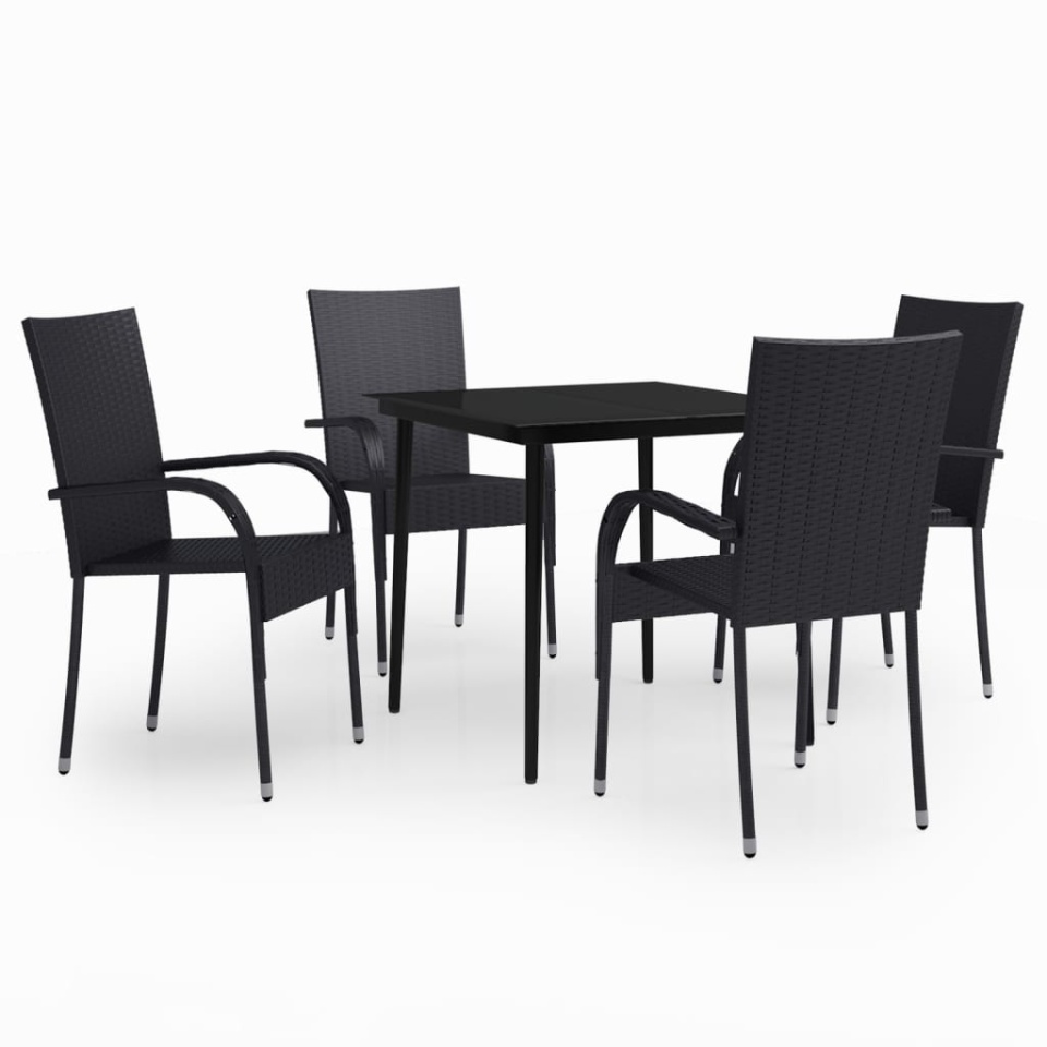 Set de servit masa pentru grădină, 5 piese, negru - 1 | YEO
