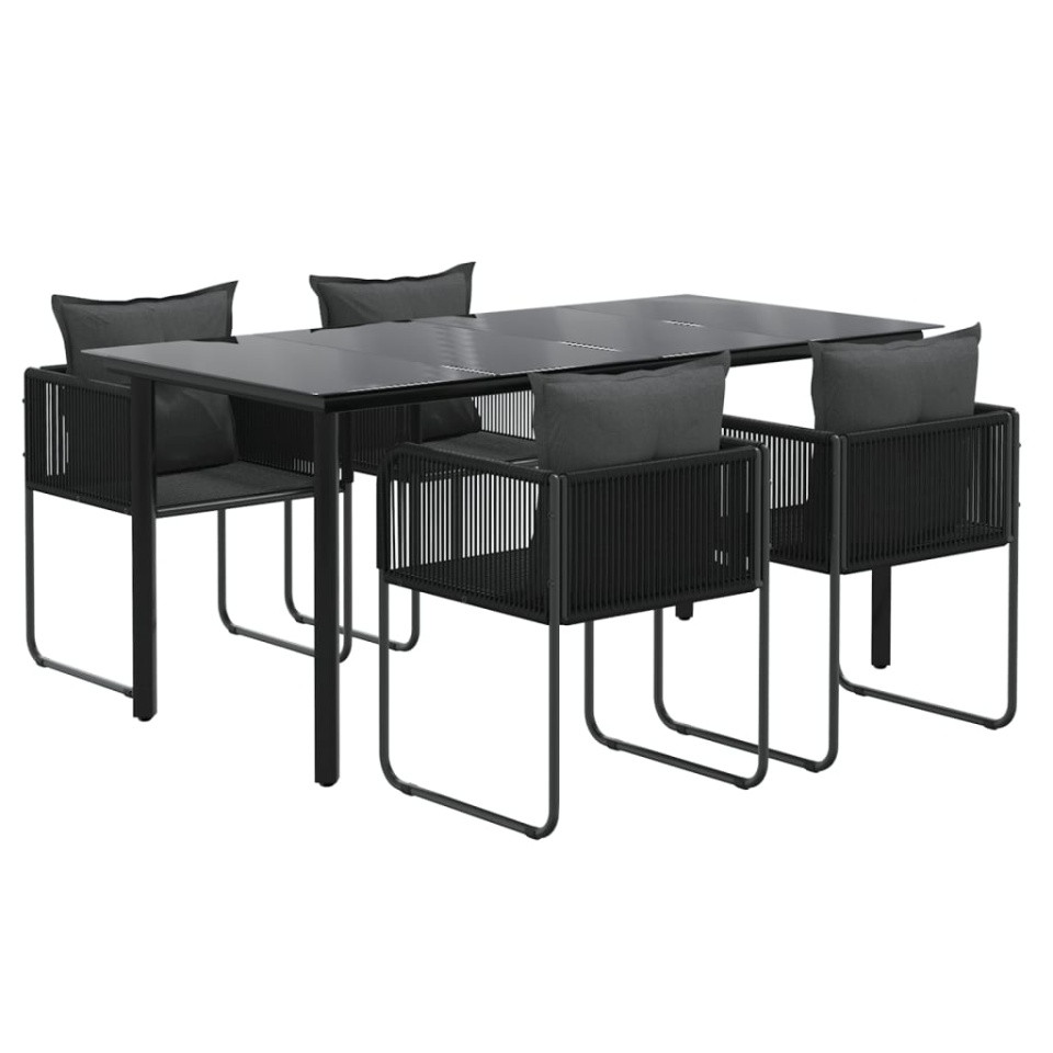 Set de servit masa pentru grădină, 5 piese, negru - 2 | YEO