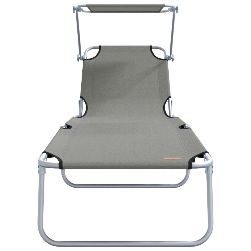 Set de șezlonguri pliabile 2 pcs cu copertină gri din țesătură Oxford 600D - 3 | YEO
