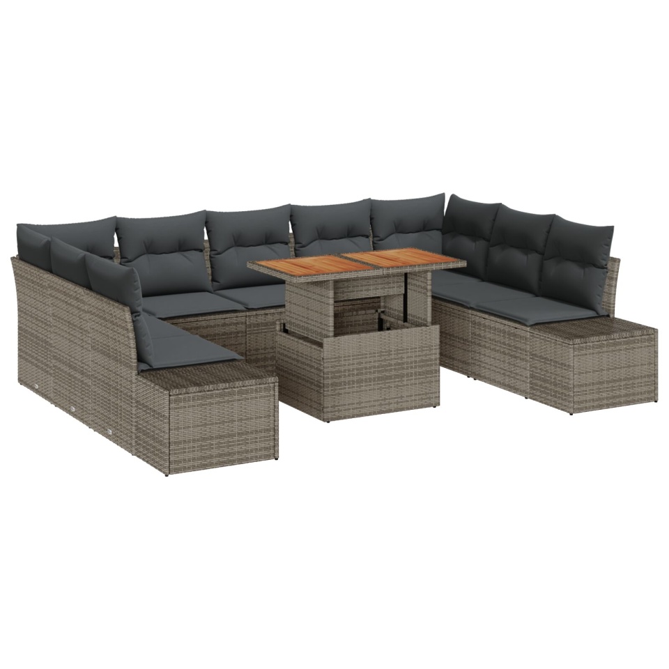 Set de Sofa de Grădină Set de 10 Gri, Negru - 1 | YEO