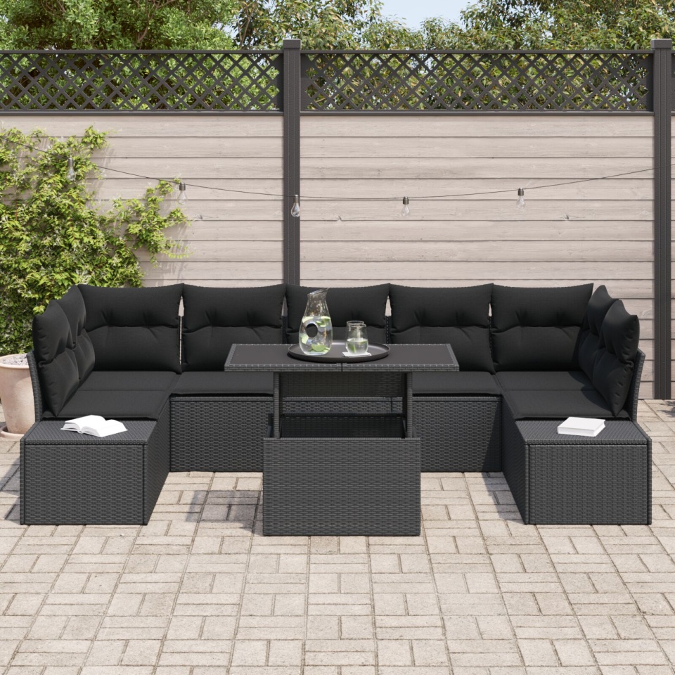 Set de Sofa pentru Grădină Set de 8 Gri Închis Poli Ratan - 2 | YEO