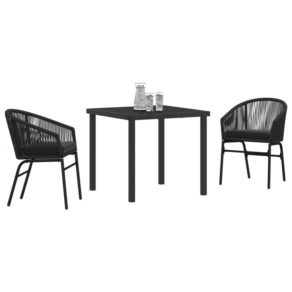 Set de sufragerie de grădină 3 piese Ratan PE Negru - 2 | YEO