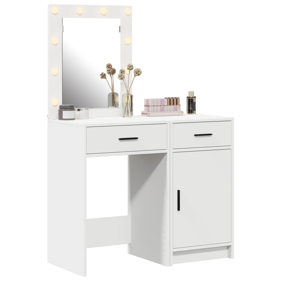 Set de toaletă 2 piese cu LED din lemn alb - 2 | YEO