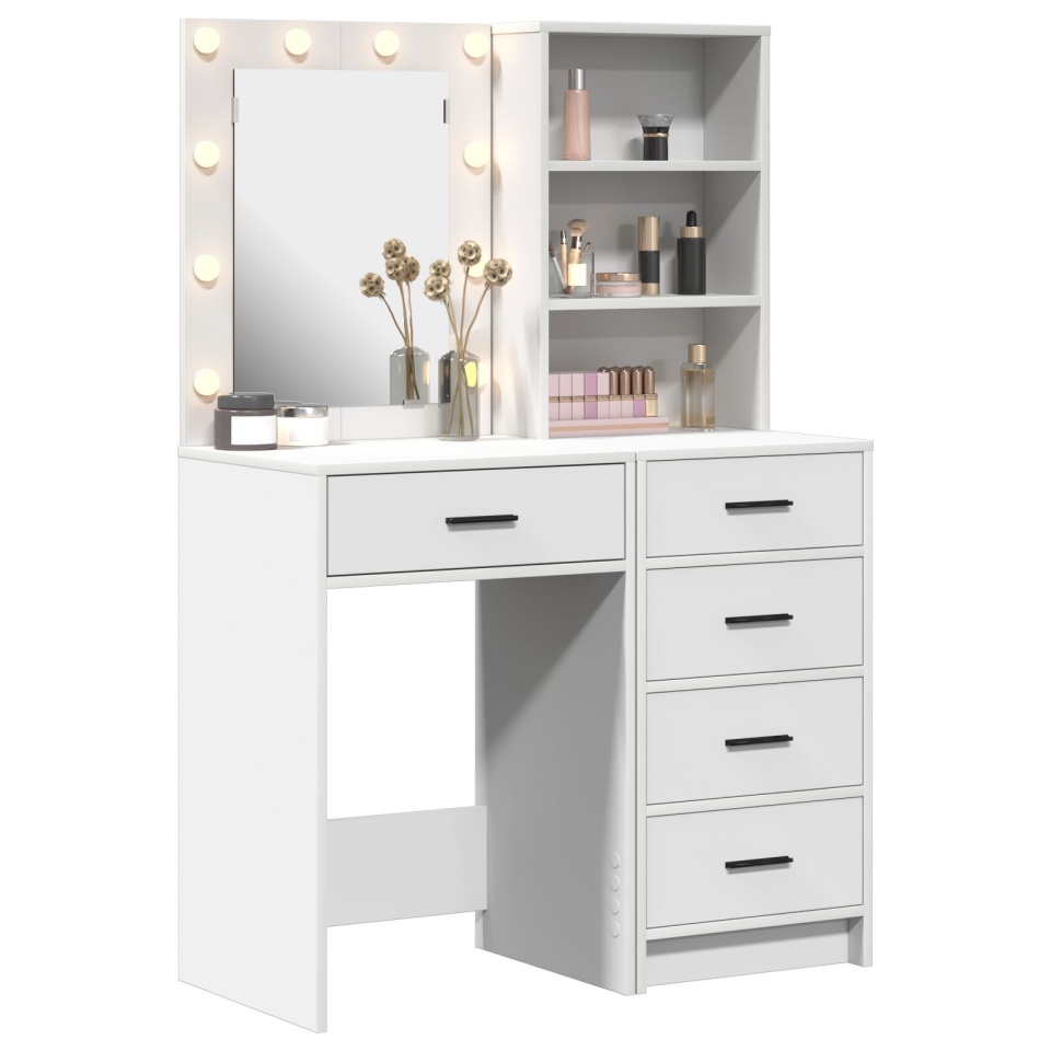 Set de toaletă 2 piese cu LED din lemn prelucrat alb - 2 | YEO