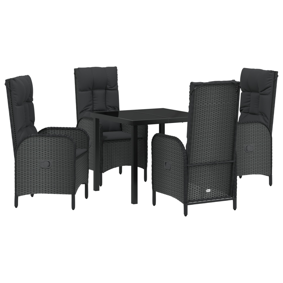 Set Dining Grădină 5 Piese Negru Rattan Polimeric - 1 | YEO
