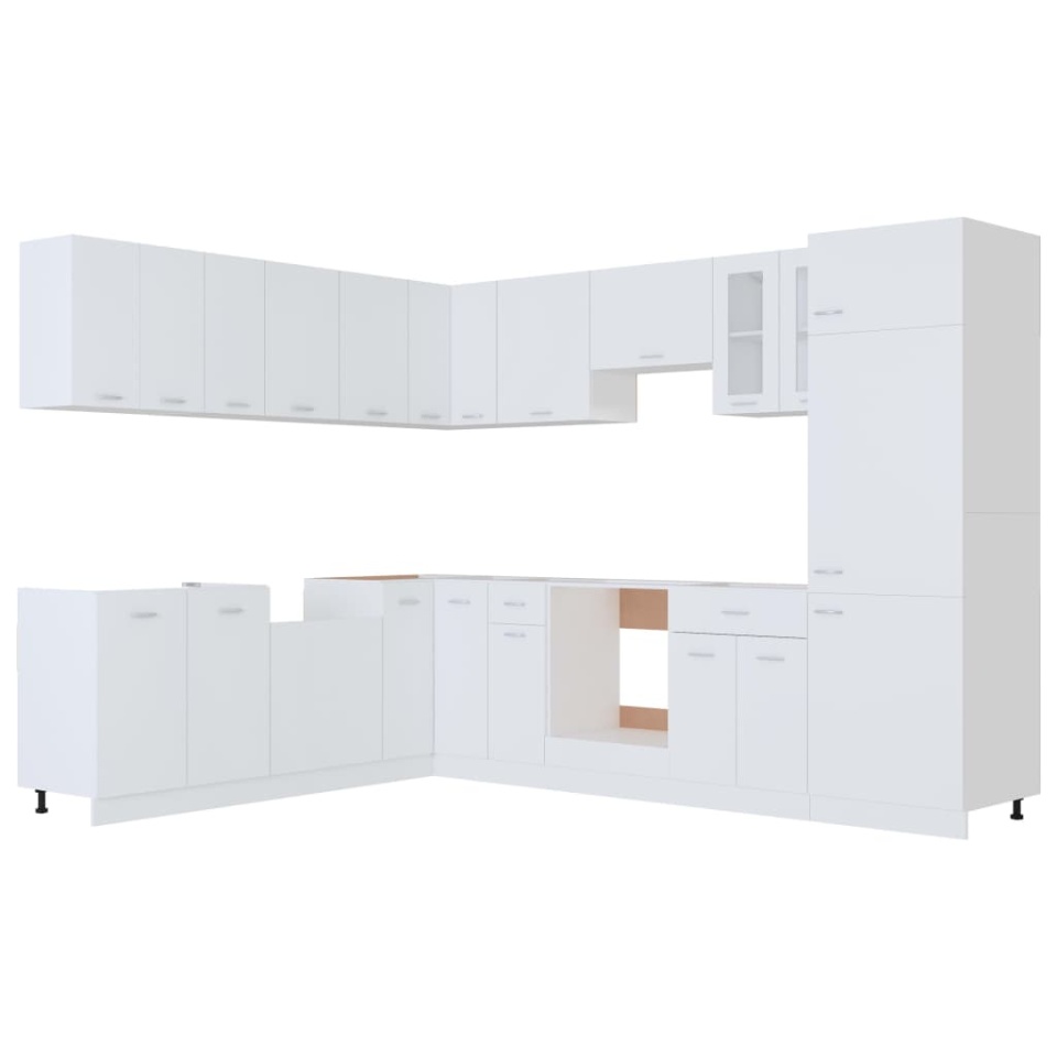 Set dulapuri de bucătărie, 14 piese, alb, PAL - 2 | YEO