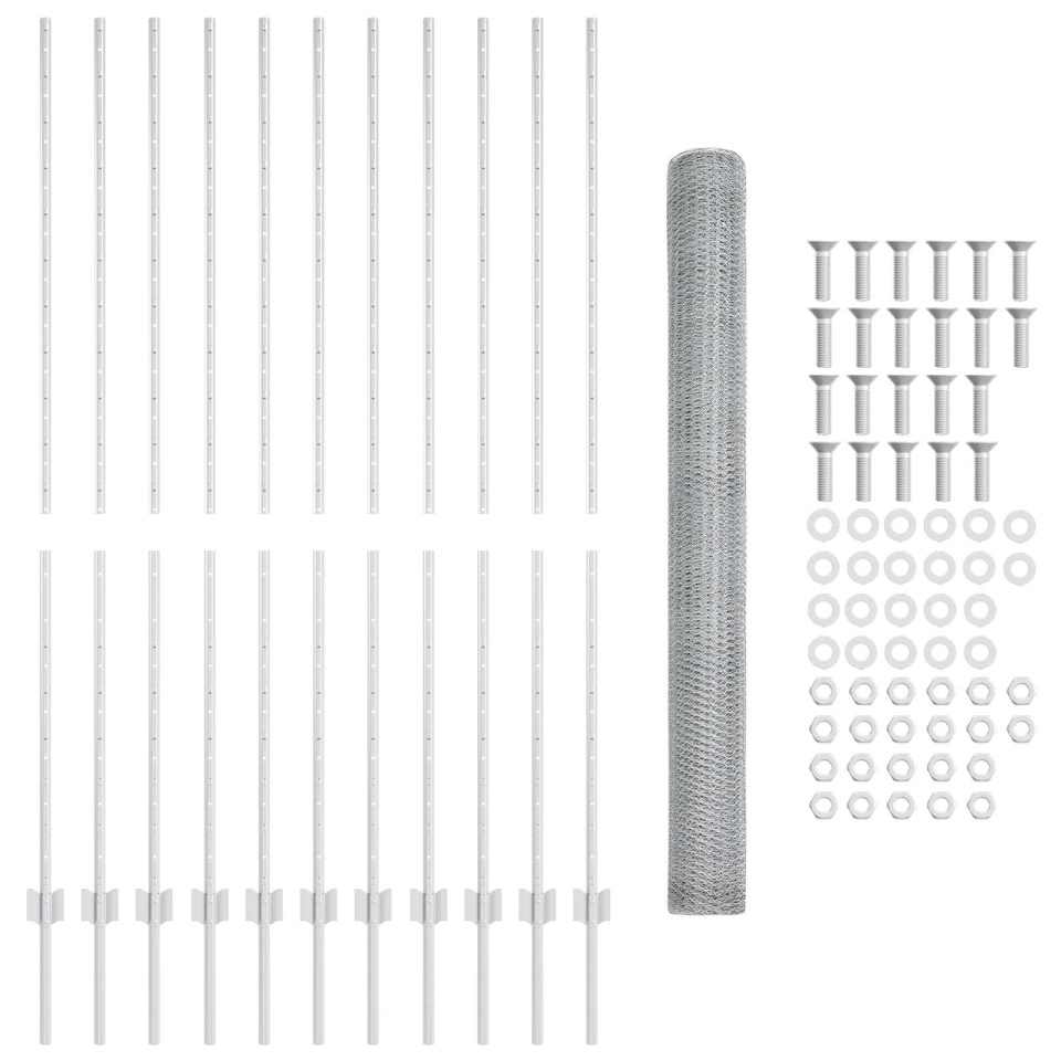 Set Gard Set de 2 Oțel galvanizat Gard de 25 x 1.5 m Durabil - 3 | YEO