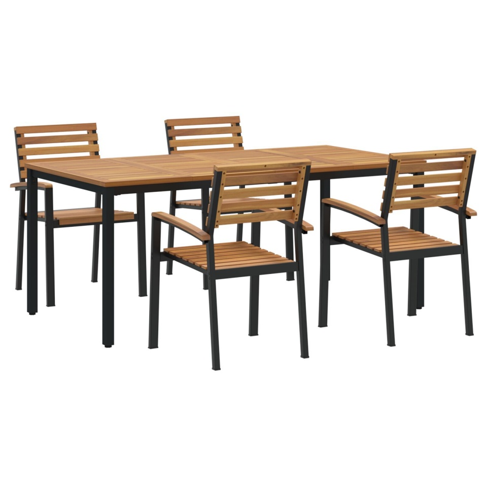Set mese grădină 5 piese din lemn solid de acacia și metal - 1 | YEO