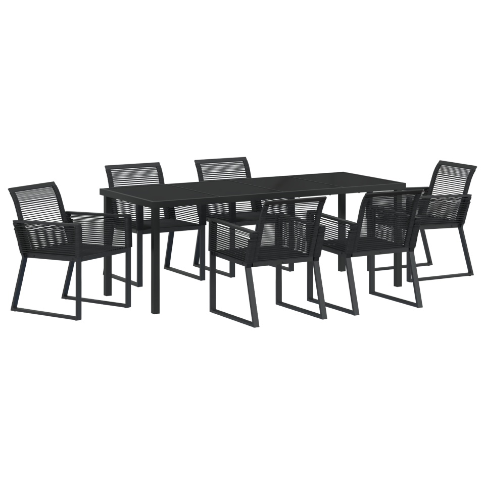 Set mese grădină 7 piese Negru Rattan Poliester - 1 | YEO