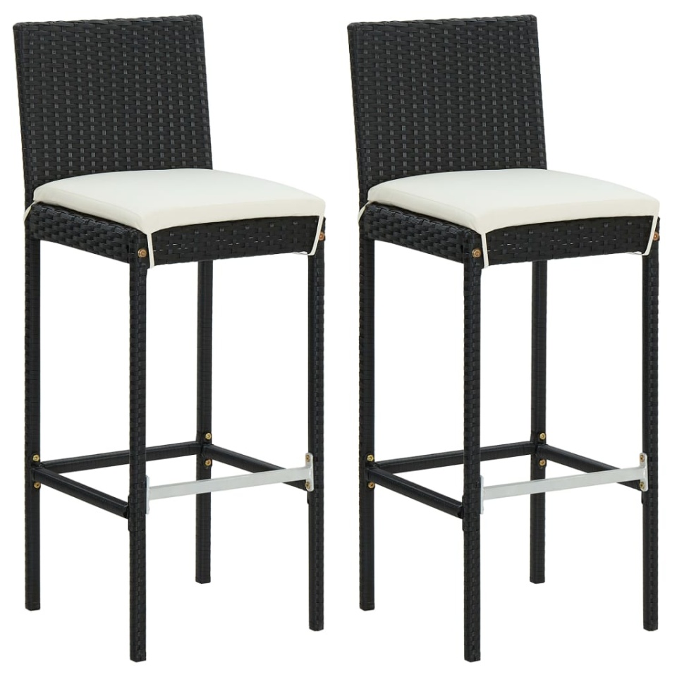 Set mobilier bar de grădină cu perne, 3 piese, negru - 2 | YEO